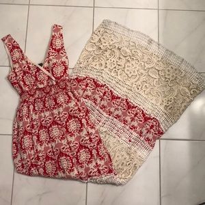 Anthropologie red maxi dress